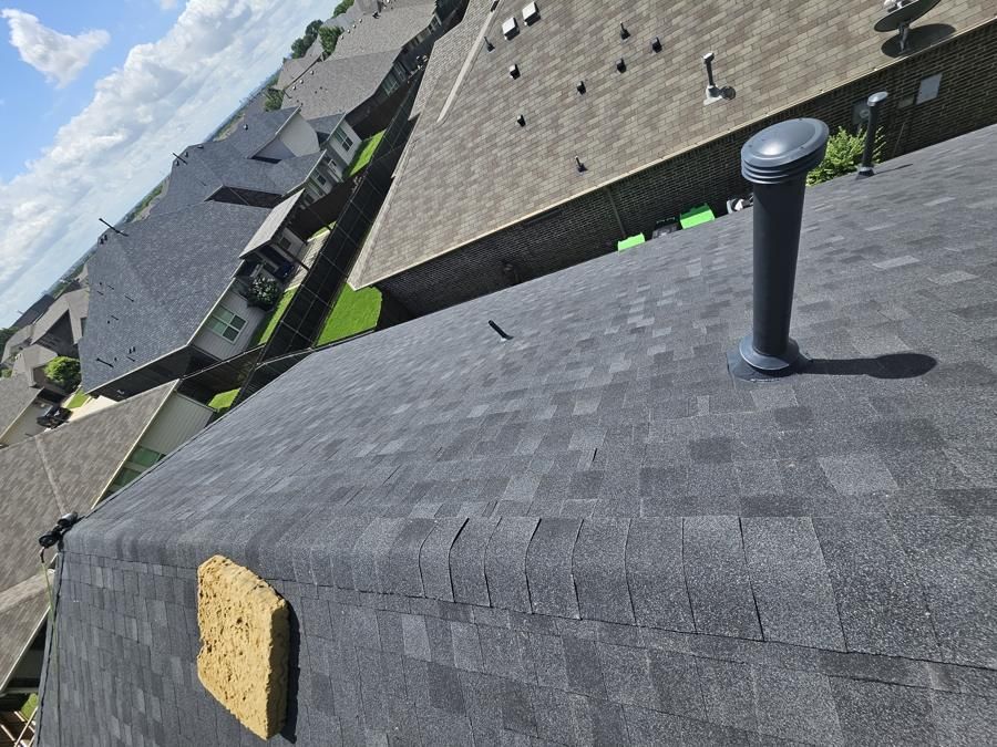 Weathered asphalt shingles before rejuvenation